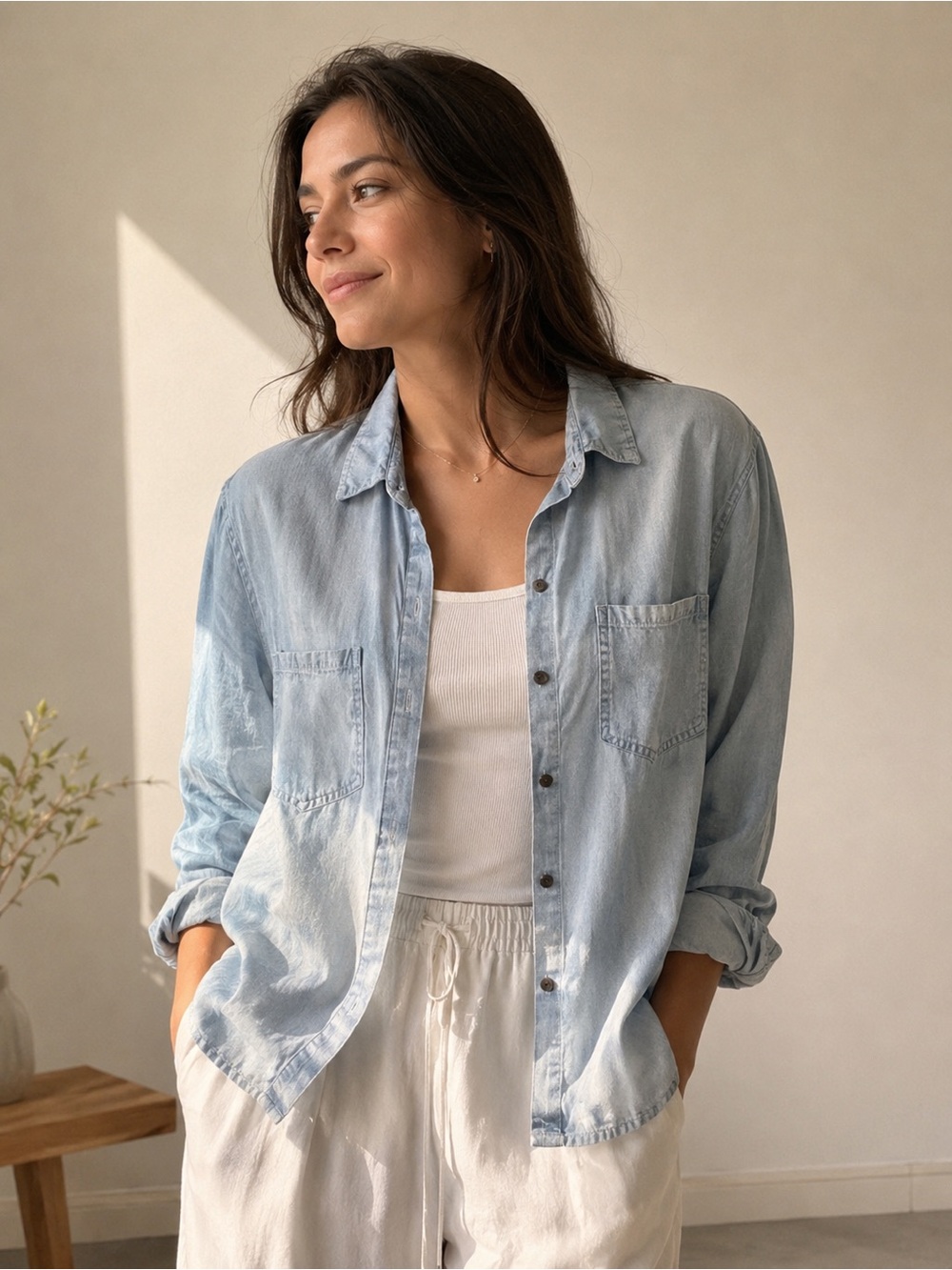 Velvet Heart Light Blue Casual Button-Down Shirt